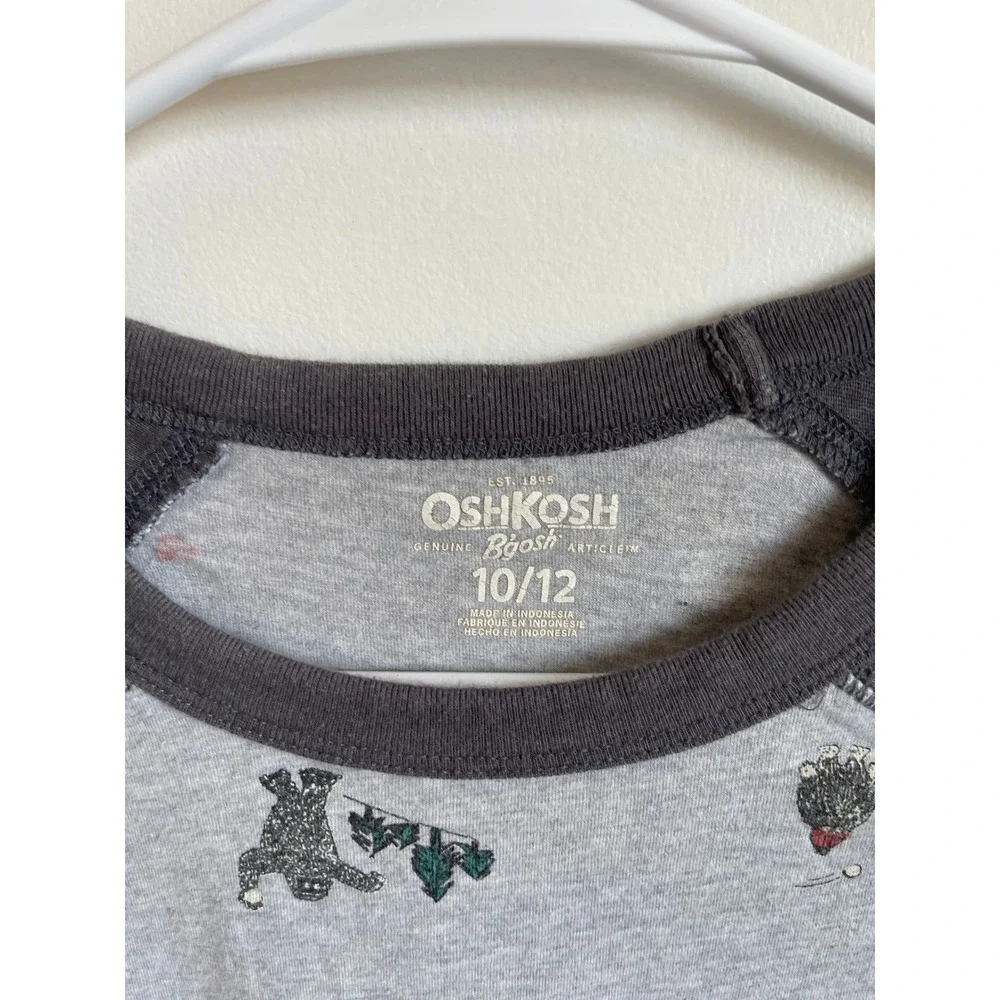 OshKosh Bgosh Boys Yeti Sasquatch Raglan Long Sleeve Shirt Grey Size 10/12